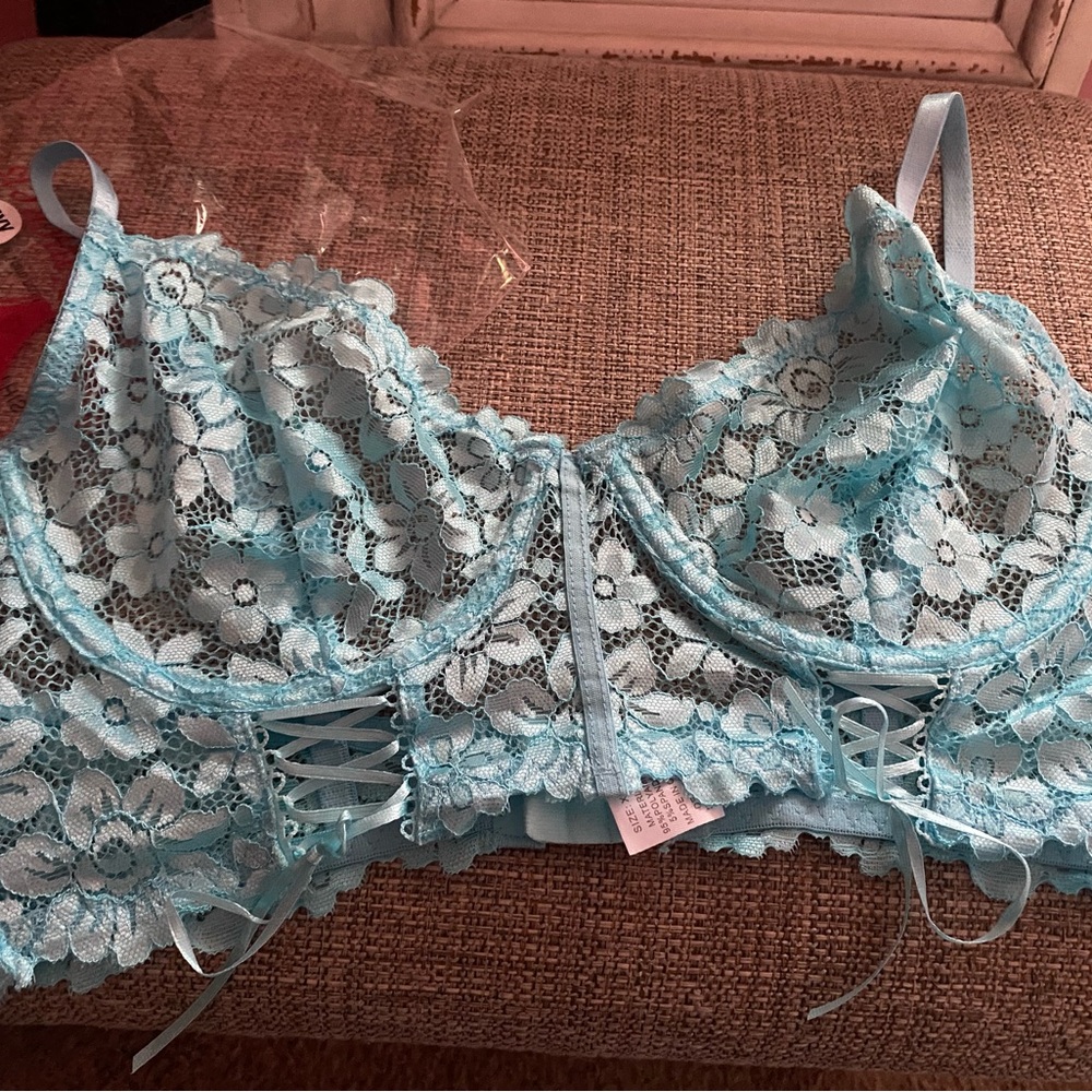 Blue corset style bra/ bralette